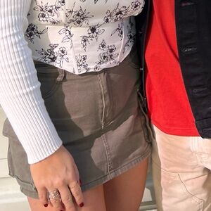 Army green mini skirt